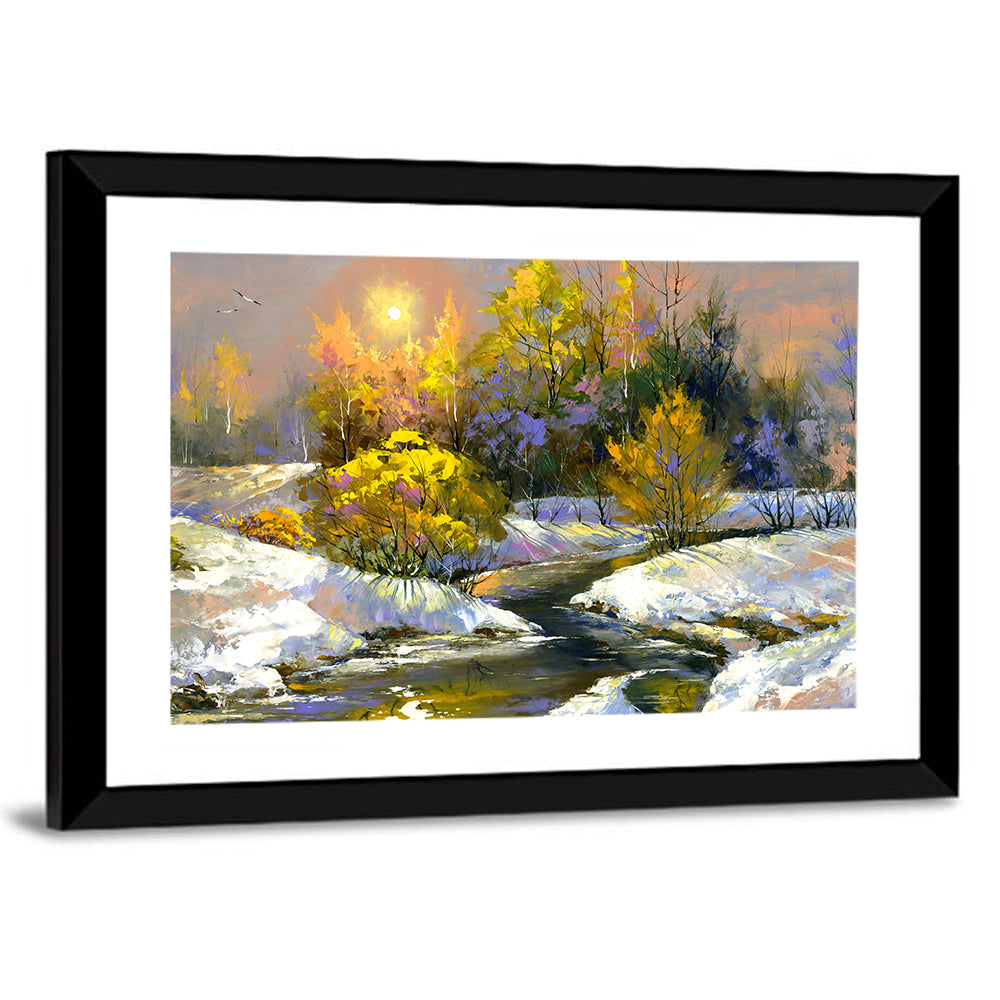 Sunlit Winter River Wall Art