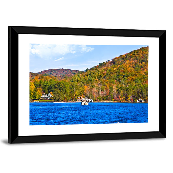 Lake Burton Autumn View Wall Art as a framed print