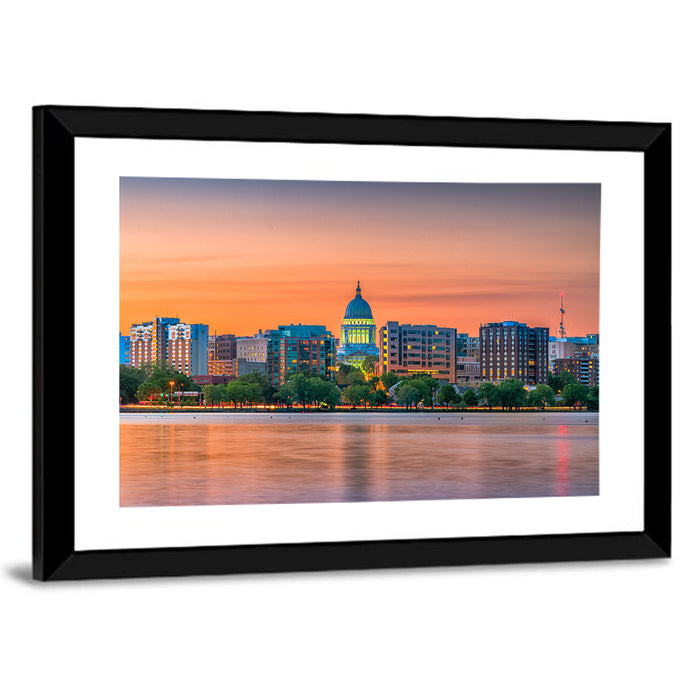 Madison State Capitol Skyline Wall Art as a framed print
