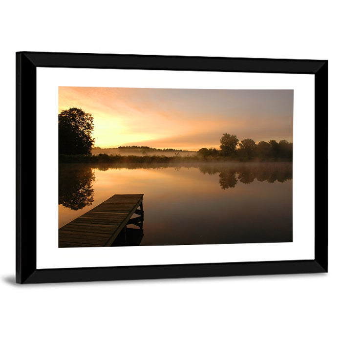 Golden Morning Pier Wall Art as a framed print