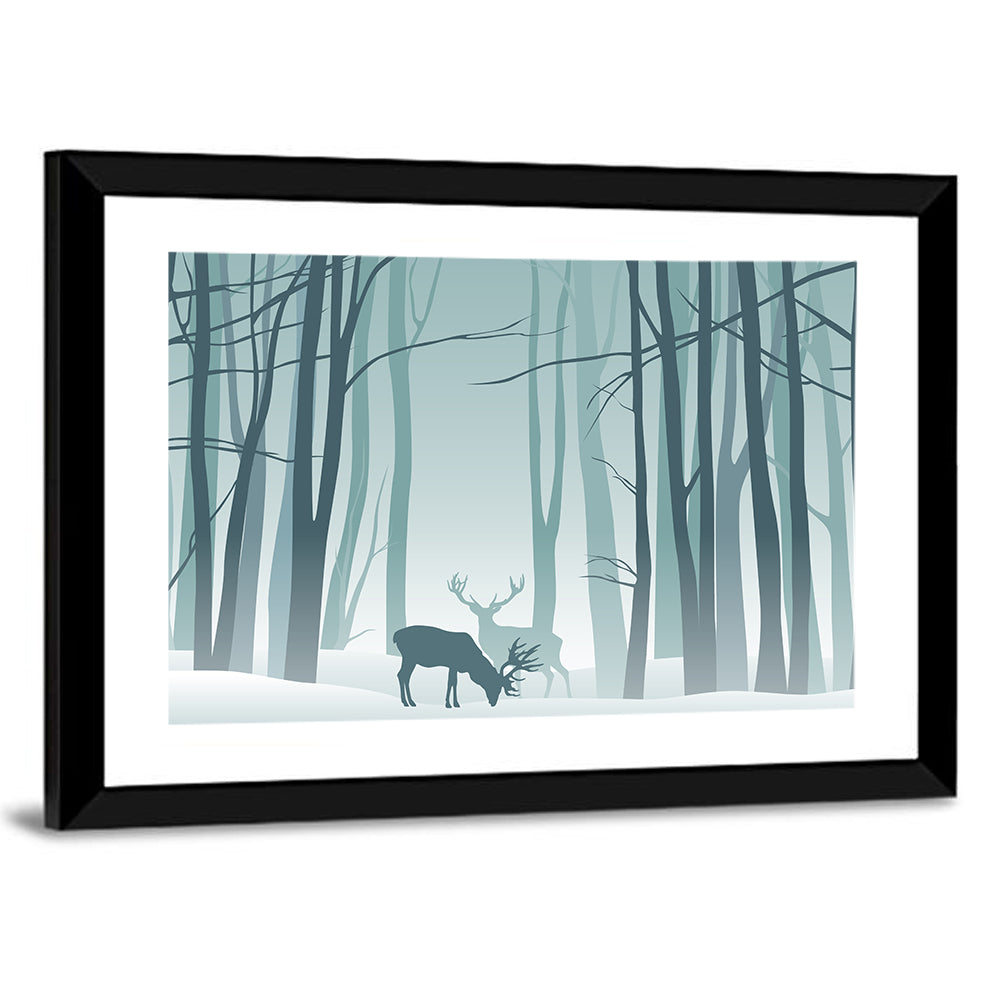 Winter Deer Silhouette Wall Art