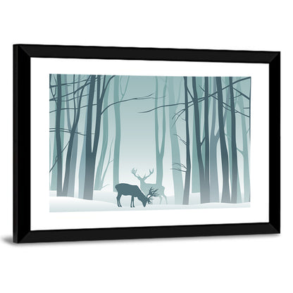 Deer Silhouette Illustration Wall Art