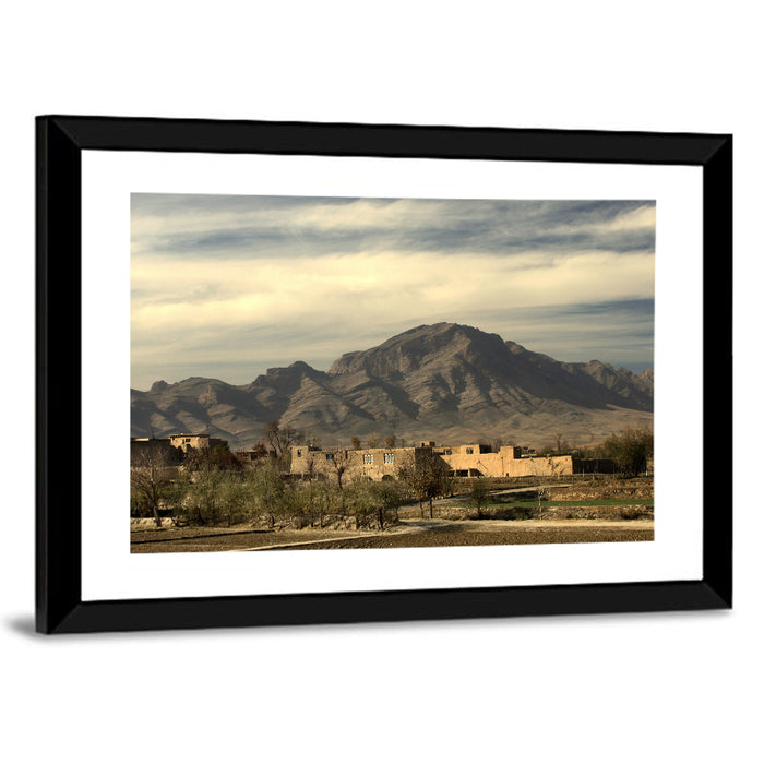 Afghan Mountain Village Wall Art as a framed print