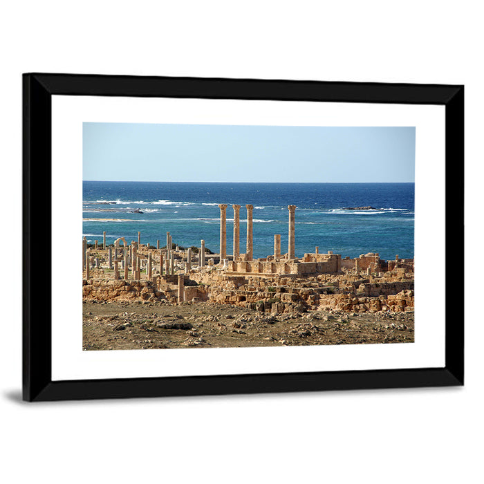 Leptis Magna Coastal Ruins Wall Art as a framed print