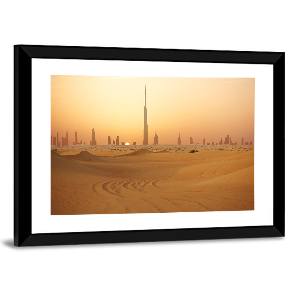 Dubai Skyline at Sunset Wall Art