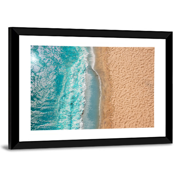 Turquoise Coastline Aerial Wall Art as a framed print