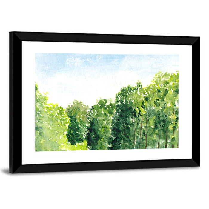 Summer Canopy Watercolor Illustration Wall Art as a framed print