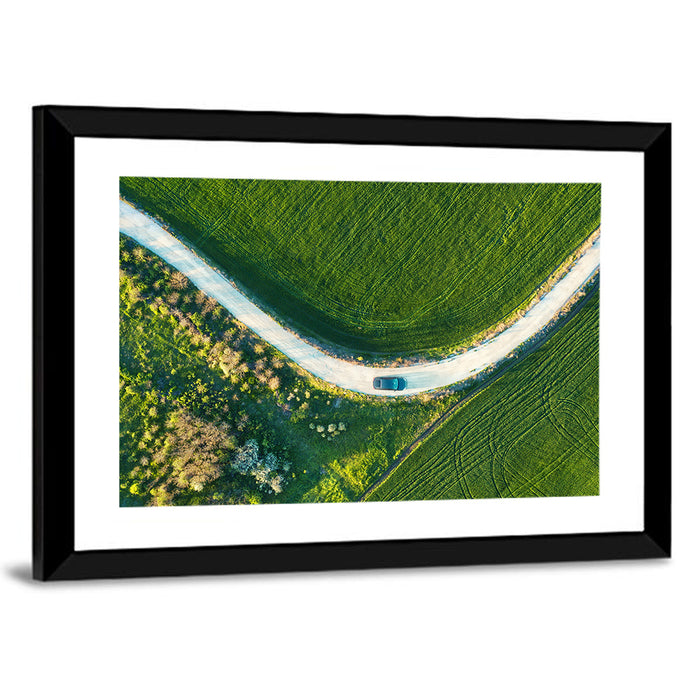 Aerial Farm Fields at Golden Hour Wall Art as a framed print