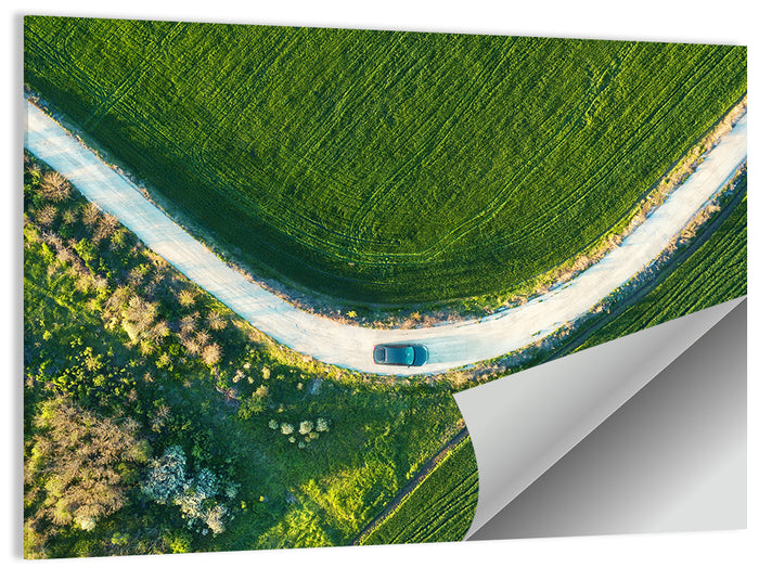 Aerial Farm Fields at Golden Hour Wall Art as a poster print