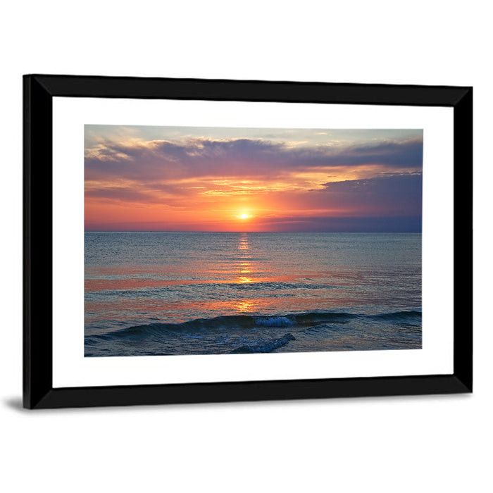 Lake Michigan Sunset Reflection Wall Art as a framed print