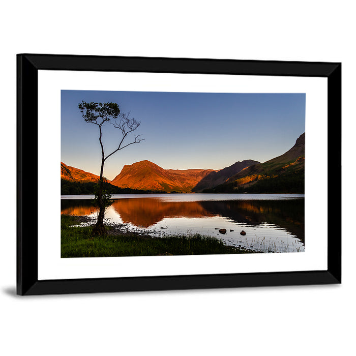 Buttermere Lone Tree Reflection Wall Art as a framed print