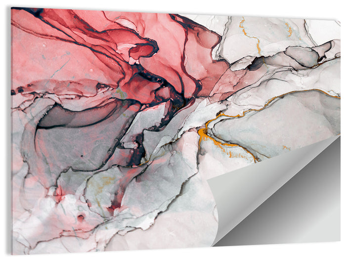 Pink Gray Marble with Gold Veins Wall Art as a poster print