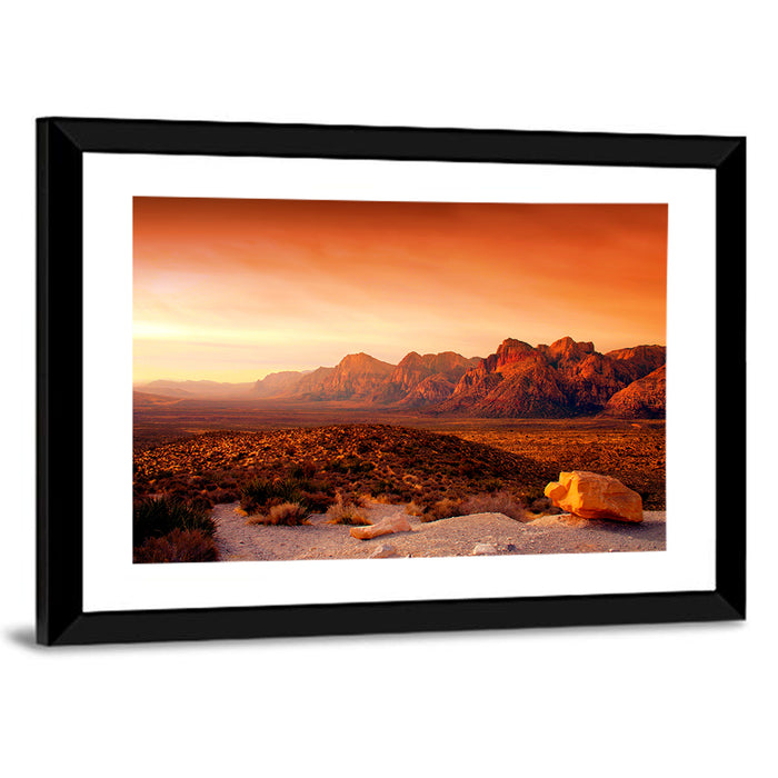 Red Rock Canyon Sunset Wall Art as a framed print