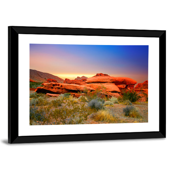 Red Rock Canyon Sunset Wall Art as a framed print