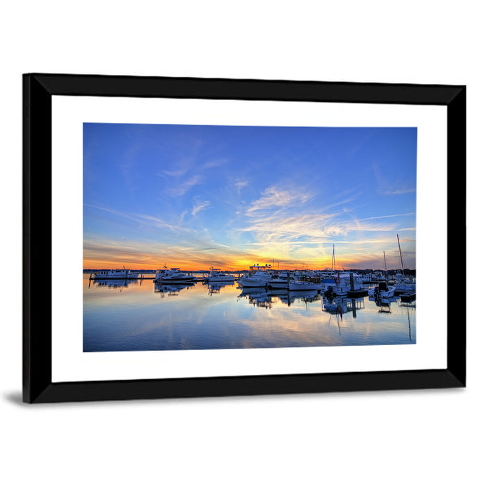 Marina at Golden Hour Wall Art as a framed print
