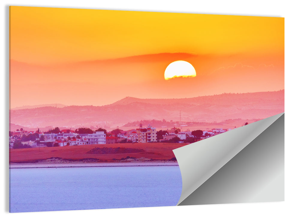 Golden Salt Lake Sunset Wall Art
