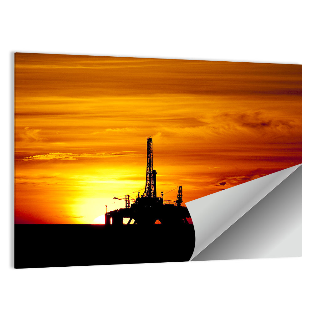 Offshore Oil Rig at Sunset Wall Art