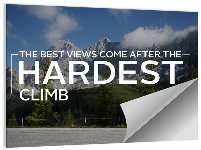 Snow Capped Peaks with Motivational Quote Wall Art as a poster print