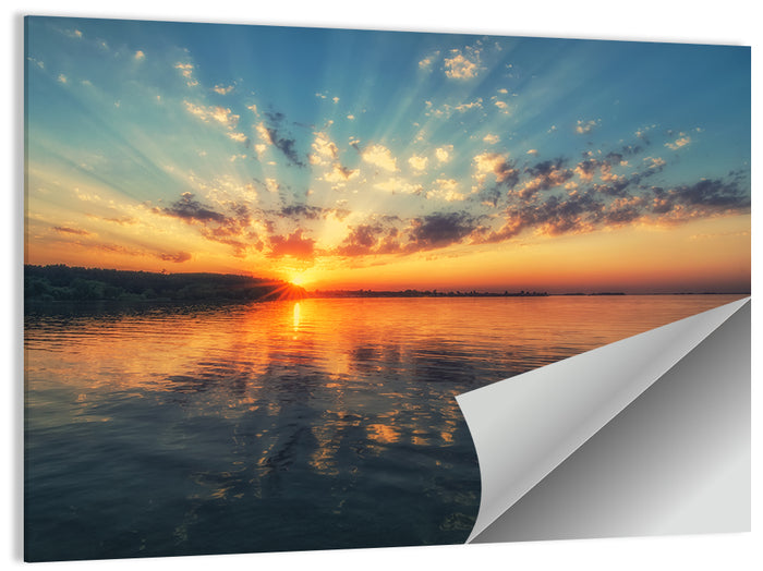 Sunburst Over River Wall Art as a poster print