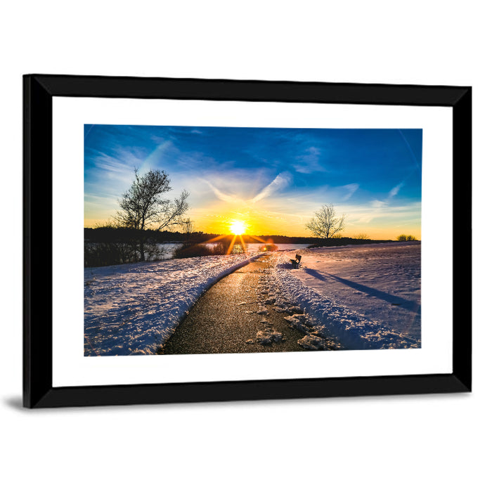 Lake Zorinsky Winter Sunrise Wall Art as a framed print