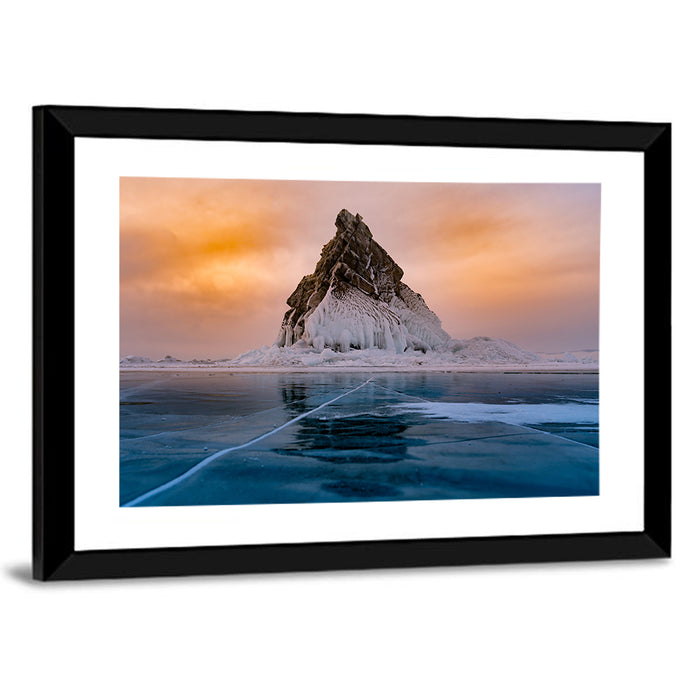 Frozen Lake Baikal at Dusk Wall Art as a framed print