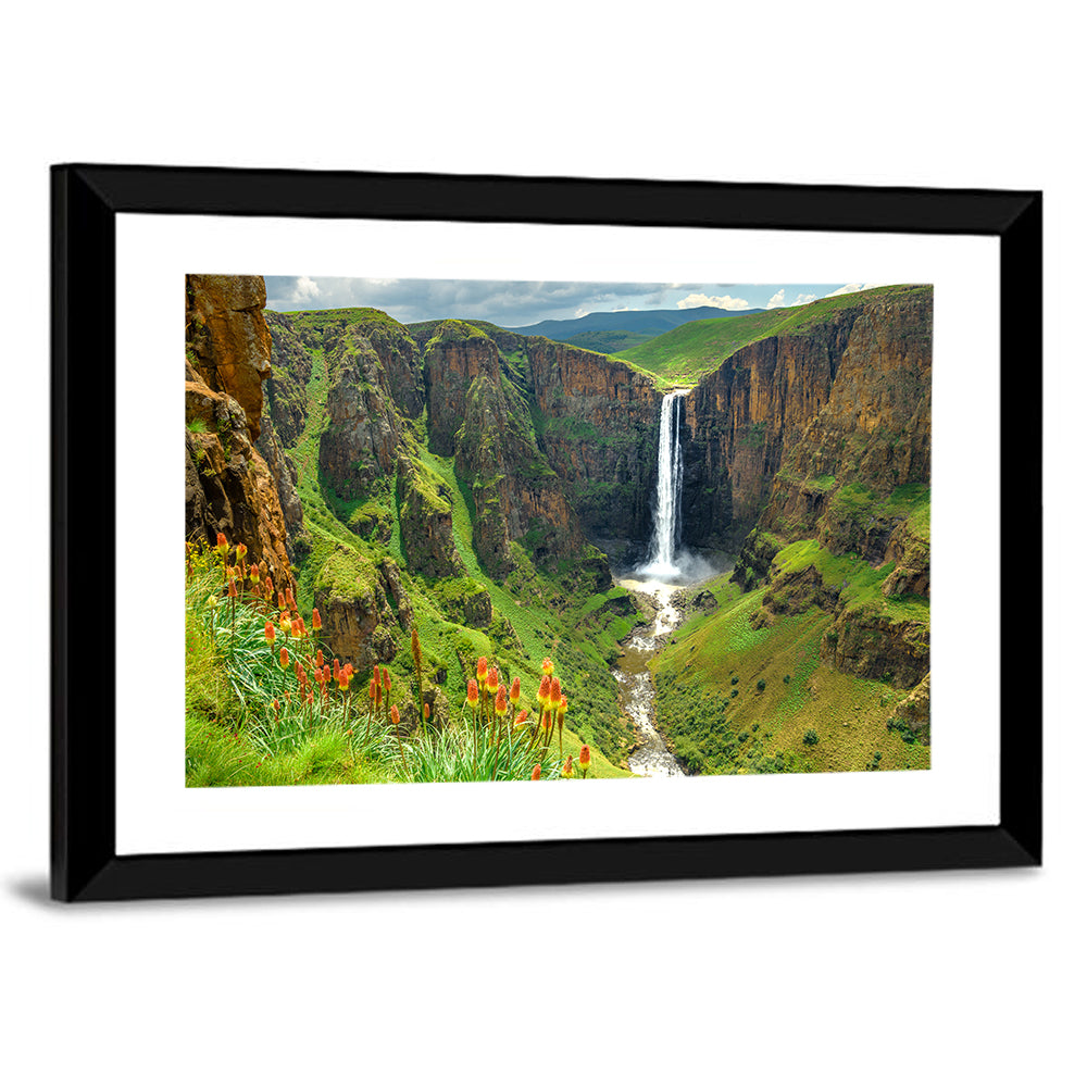 Maletsunyane Falls with Torch Lilies Wall Art