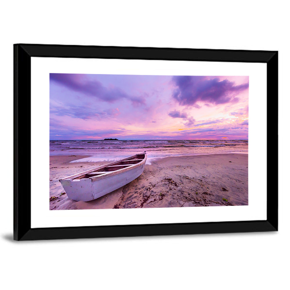 Boat at Lake Malawi Sunset Wall Art