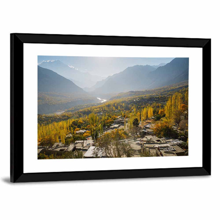 Hunza Valley Autumn Landscape Wall Art as a framed print