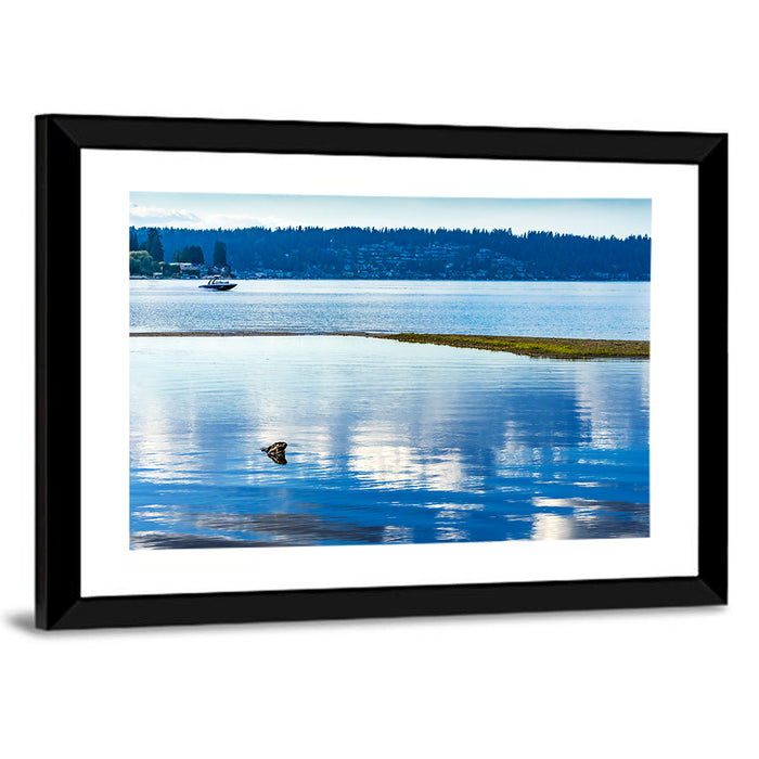Lake Sammamish Reflection Wall Art as a framed print