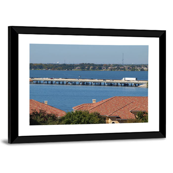 Lake Ray Hubbard Bridge View Wall Art as a framed print