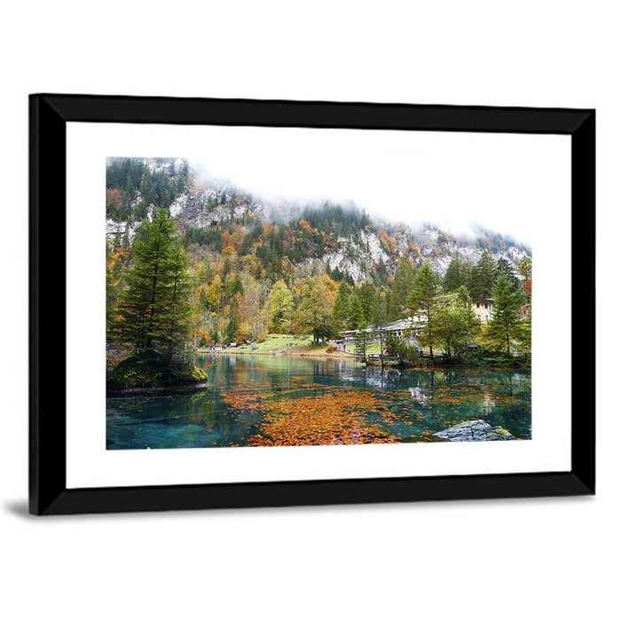 Blausee Autumn Lake Wall Art as a framed print
