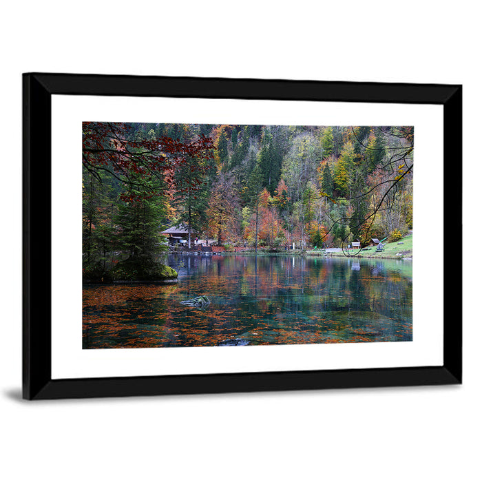 Blausee Lake Reflections Wall Art as a framed print