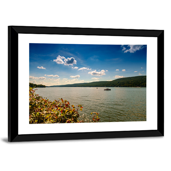 Greenwood Lake Autumn View Wall Art as a framed print