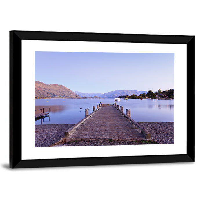Wanaka Pier at Twilight Wall Art as a framed print