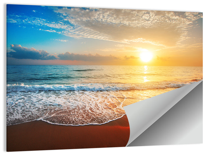 Golden Sea Sunset Wall Art as a poster print