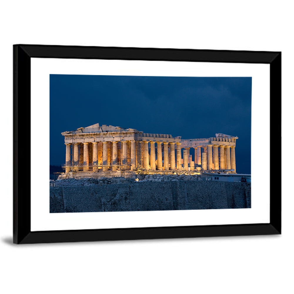 Illuminated Parthenon at Night Wall Art