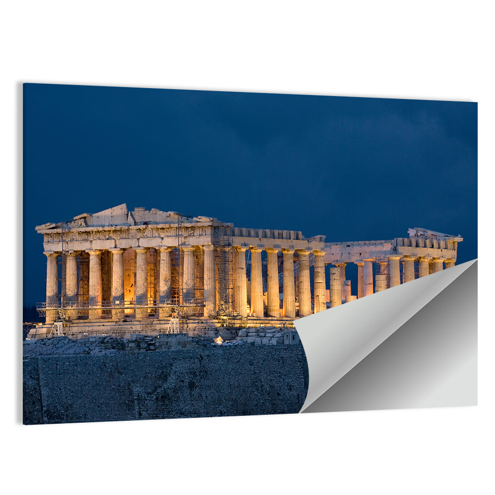 Illuminated Parthenon at Night Wall Art