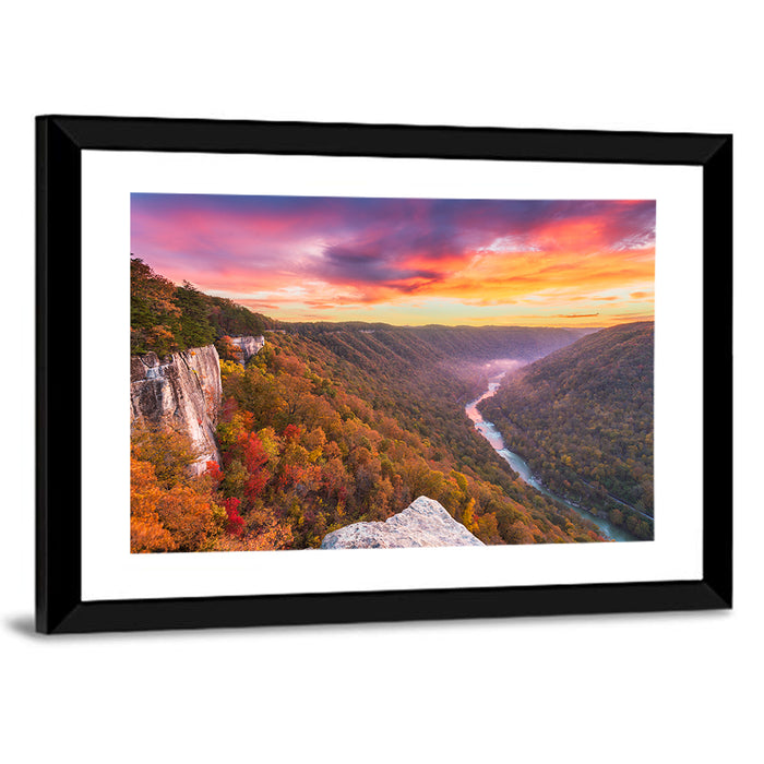 New River Gorge Sunset Wall Art as a framed print
