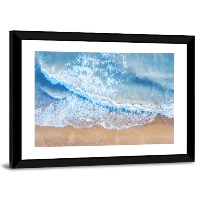 Aerial Turquoise Beach Waves Wall Art as a framed print