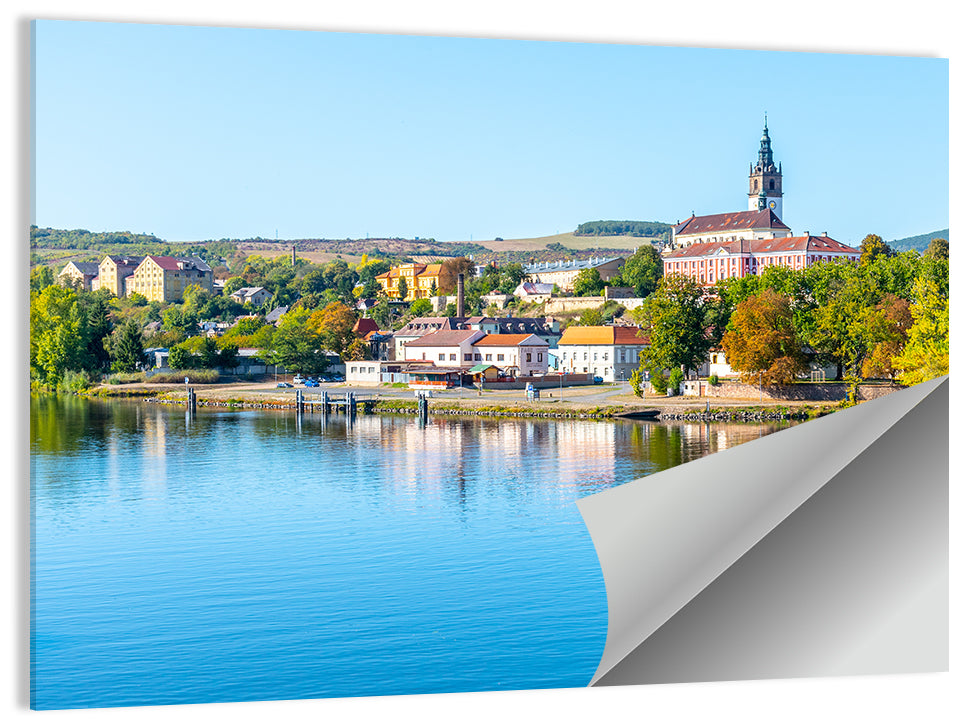 Roudnice Castle Riverbank Reflections Wall Art