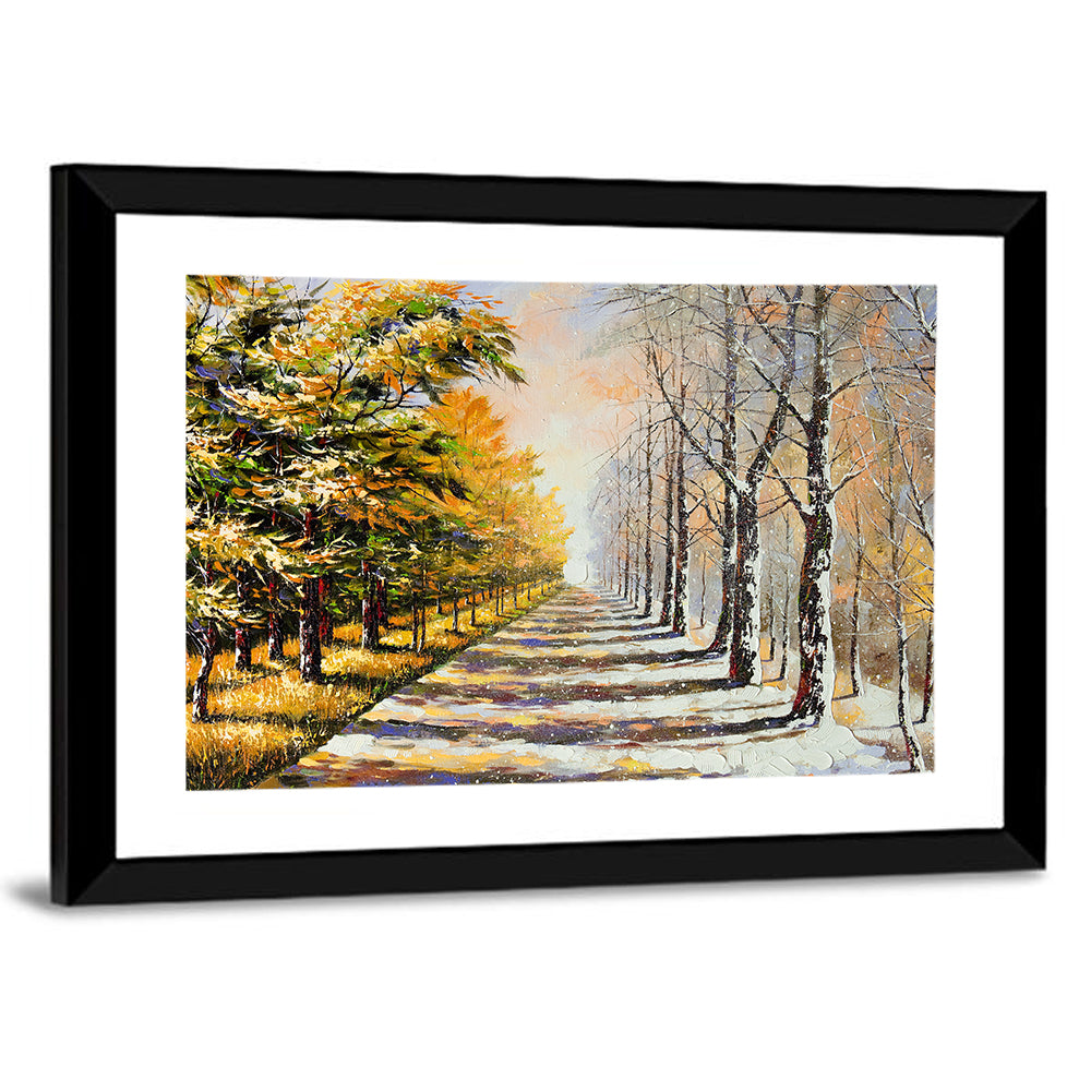Autumn to Winter Forest Path Wall Art