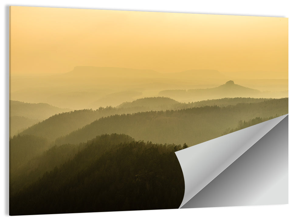 Misty Golden Ridge Landscape Wall Art