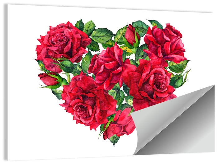 Watercolor Rose Heart Wall Art as a poster print