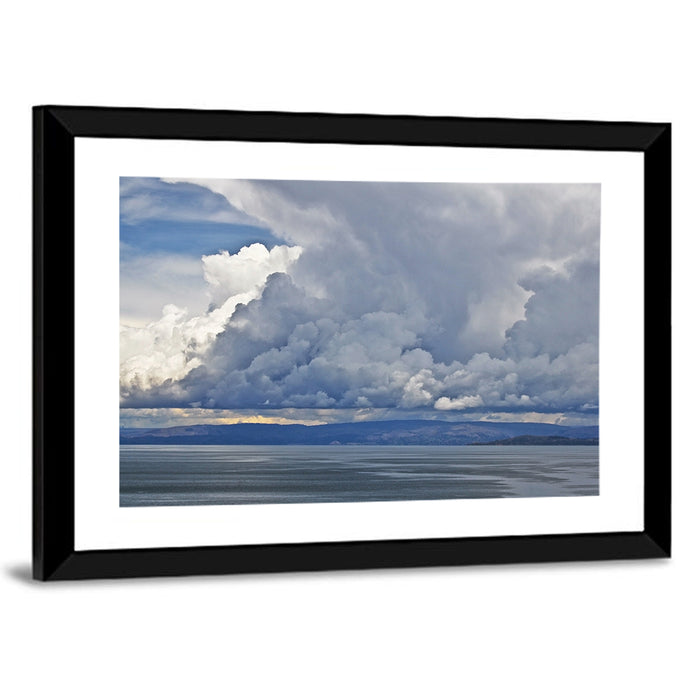 Lake Titicaca Moody Cloudscape Wall Art as a framed print
