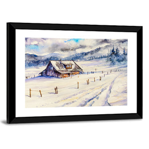 Winter Mountain House Wall Art