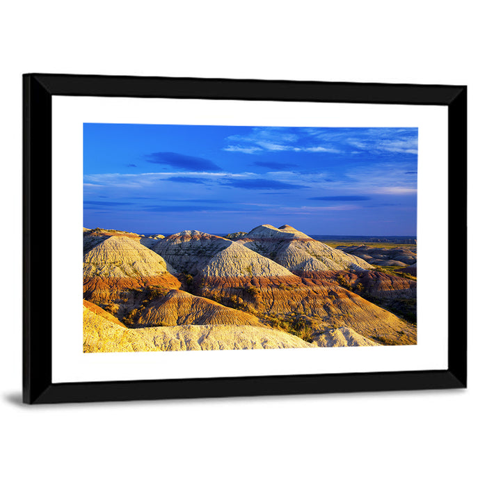 Badlands National Park Golden Hour Wall Art as a framed print