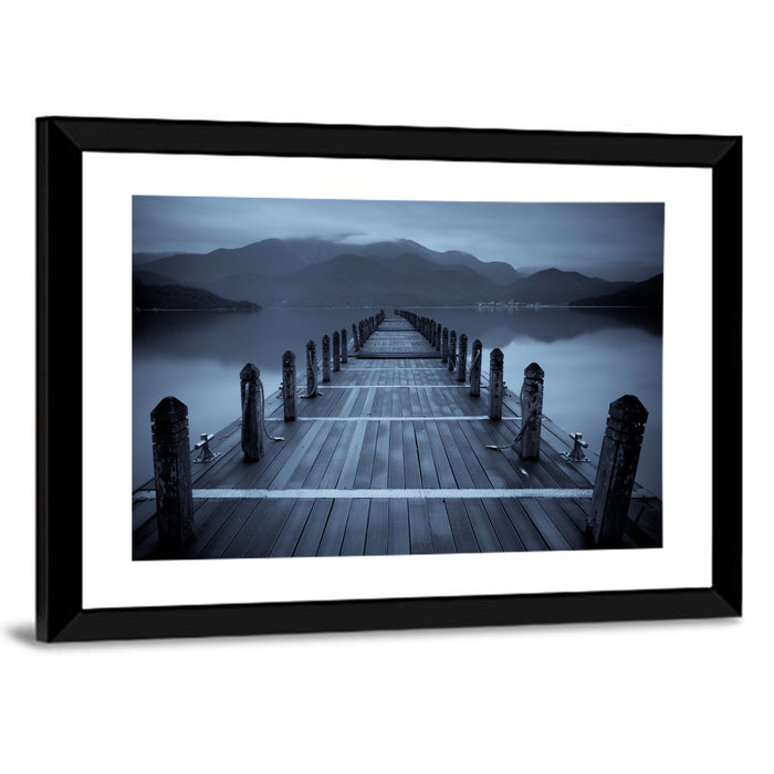 Long Lake Pier at Dusk Wall Art as a framed print