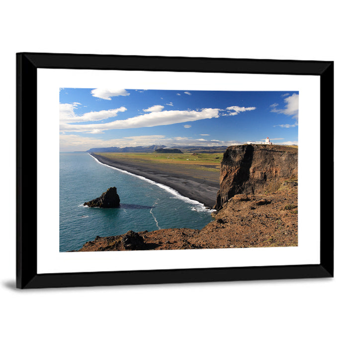 Dyrhólaey Black Sand Beach and Sea Stack Wall Art as a framed print