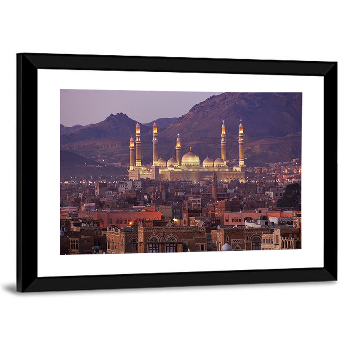 Al-saleh Mosque at Dusk Wall Art as a framed print