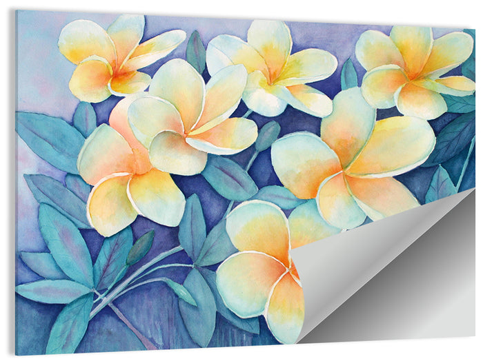Watercolor Frangipani Cluster Wall Art as a poster print